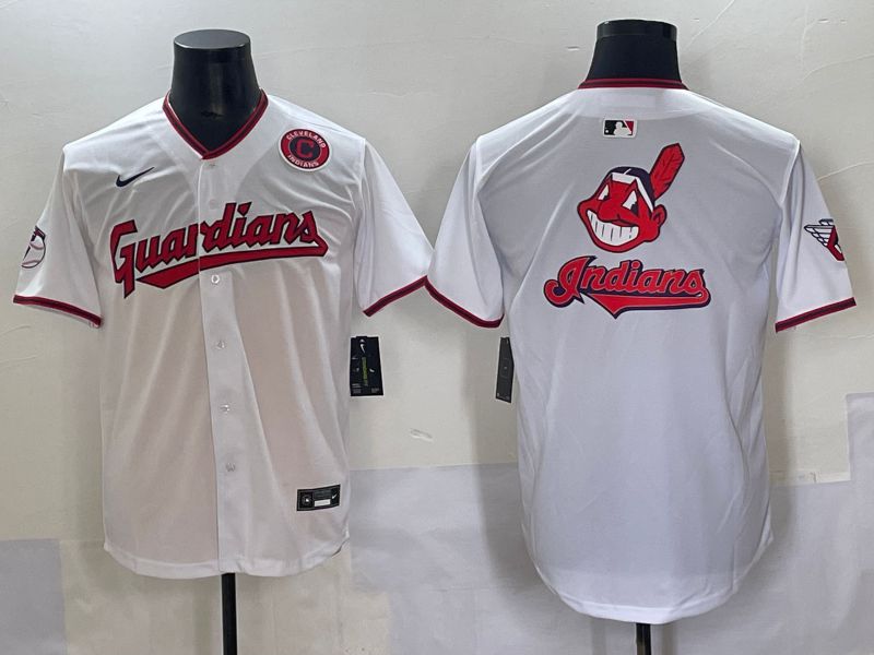 Men 2025 Cleveland Indians Blank White Game Nike MLB Jersey style 5